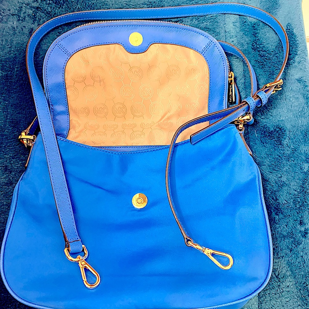 Michael Kors Blue and Tan Crossbody Bag